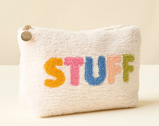 Sherpa Zippered Teddy Pouch-Stuff