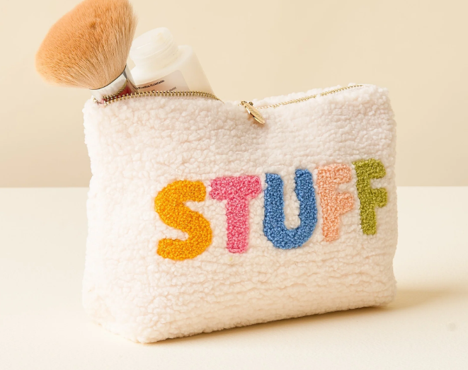 Sherpa Zippered Teddy Pouch-Stuff