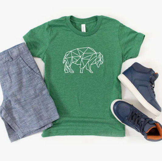 Geometric Buffalo | Animals | Youth Short Sleeve