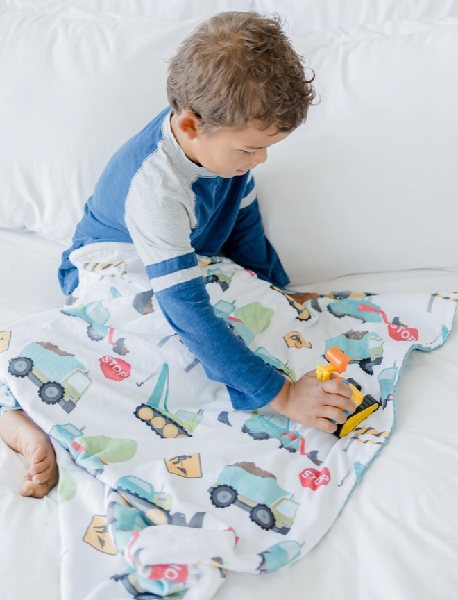 Baby & Toddler Minky Blanket - Construction Trucks