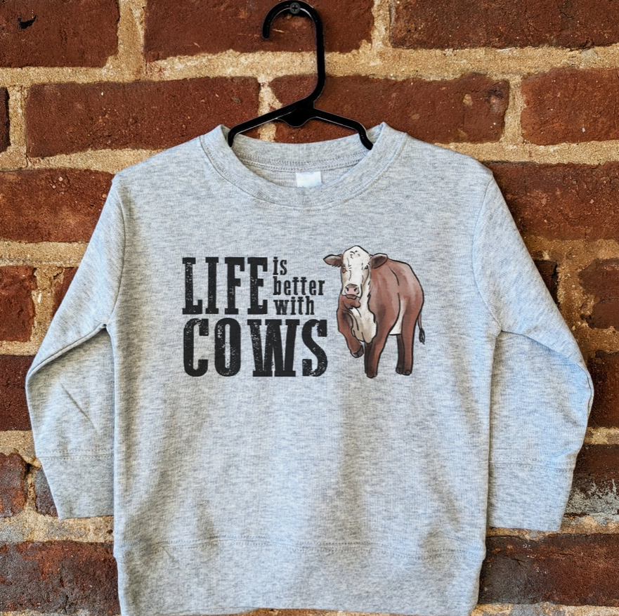 "Life Is Better with Cows" Grey Long Sleeve Shirt