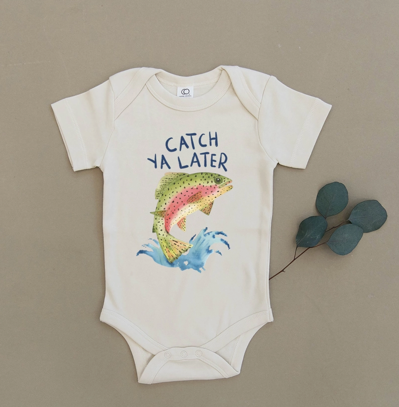 Catch Ya Later Fishing Organic Baby Onesie