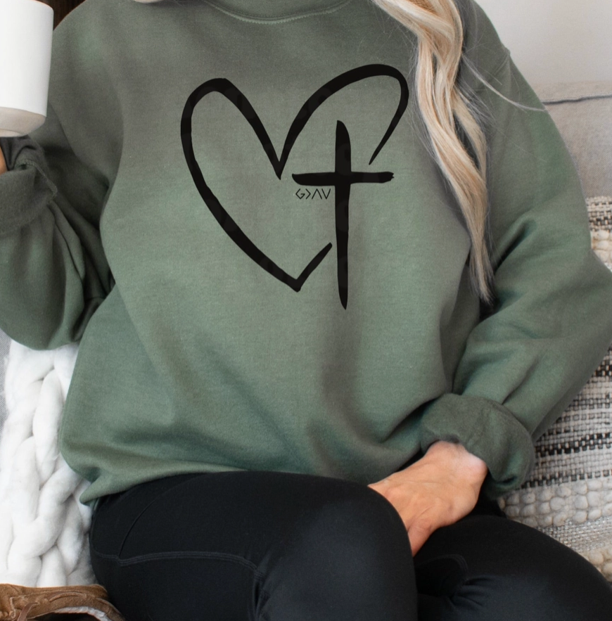 Faith Heart Cross Crewneck