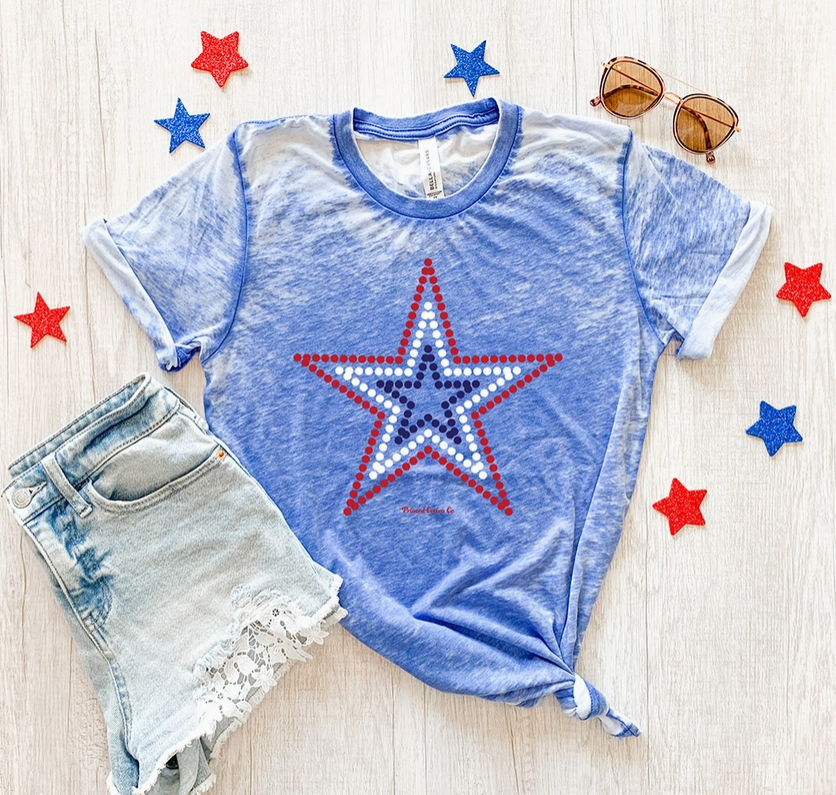 Red White and Blue Star Tee