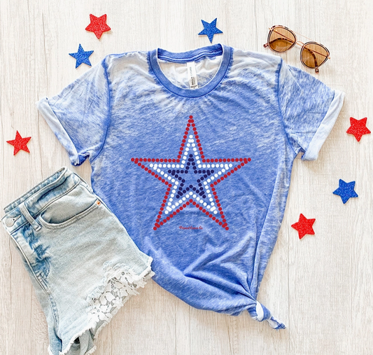 Red White and Blue Star Tee