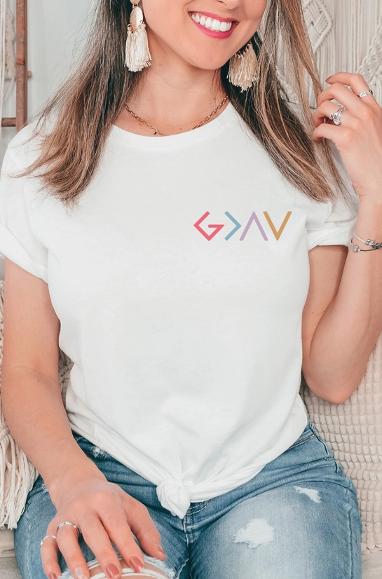 God Is Greater Than Highs & Lows Christian Graphic Tee-Natural