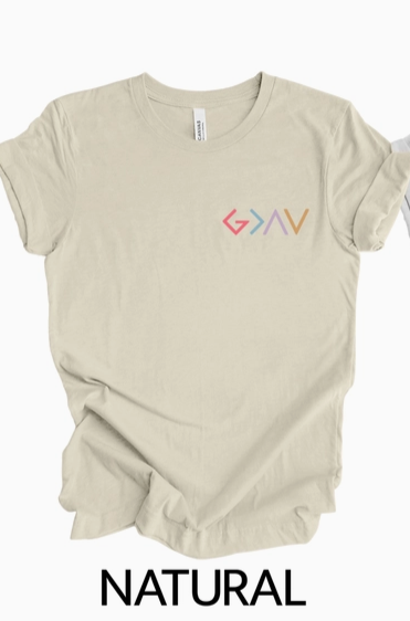 God Is Greater Than Highs & Lows Christian Graphic Tee-Natural