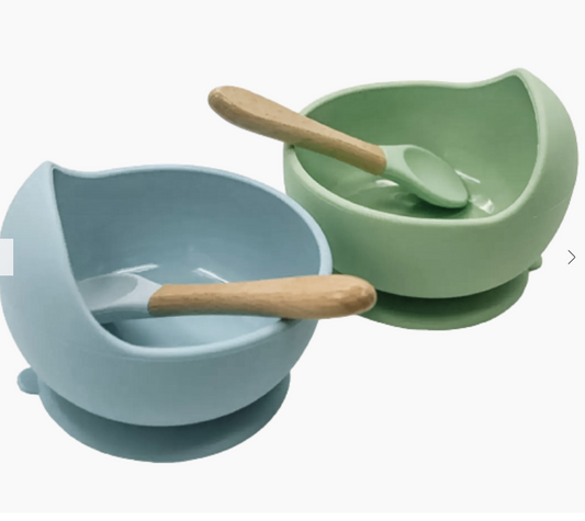 Silicone Bowl And Spoon Set-Ether/Blue