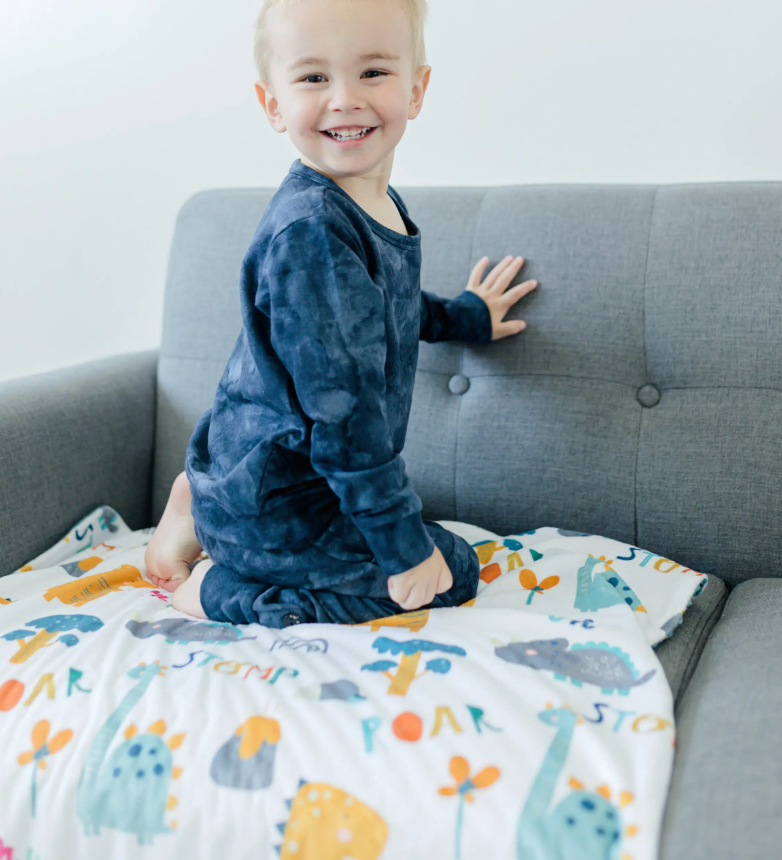 Baby & Toddler Minky Blanket - Dinoland Blue