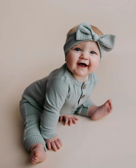 Baby Ribbed Playsuit with Pockets and Bow