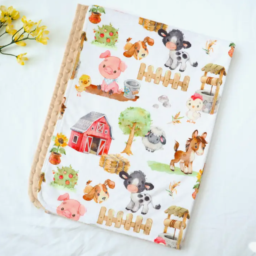 Baby & Toddler Minky Blanket - Farm Animals