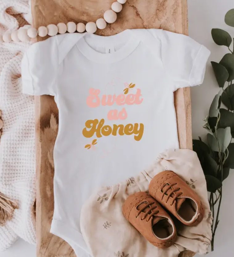 Sweet As Honey | Cute | Happy | Baby Girl | Baby Onesie