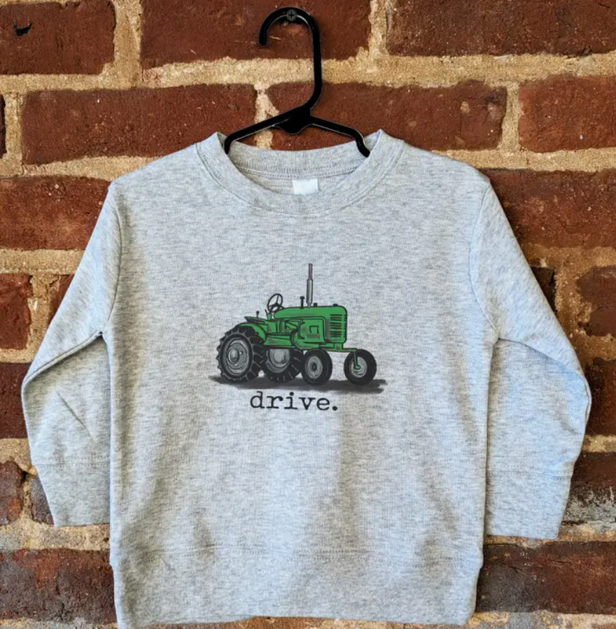 "Drive" Green Tractor Toddler/Youth Long Sleeve shirt