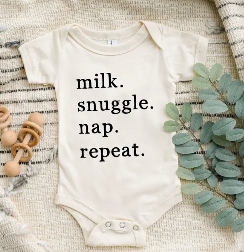 Milk Snuggle Nap Repeat | Kids | Funny | Baby Onesie